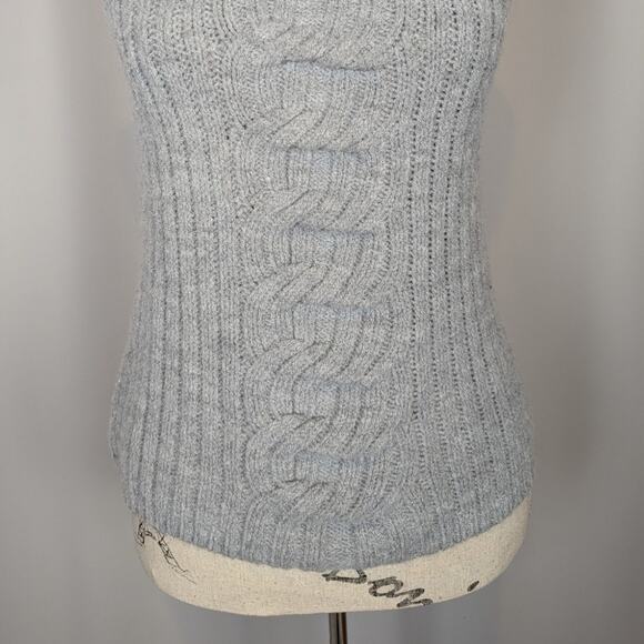 Bartolini Sleeveless Mock Neck Cable Knit Wool Sweater Gray Size S - Picture 10 of 12